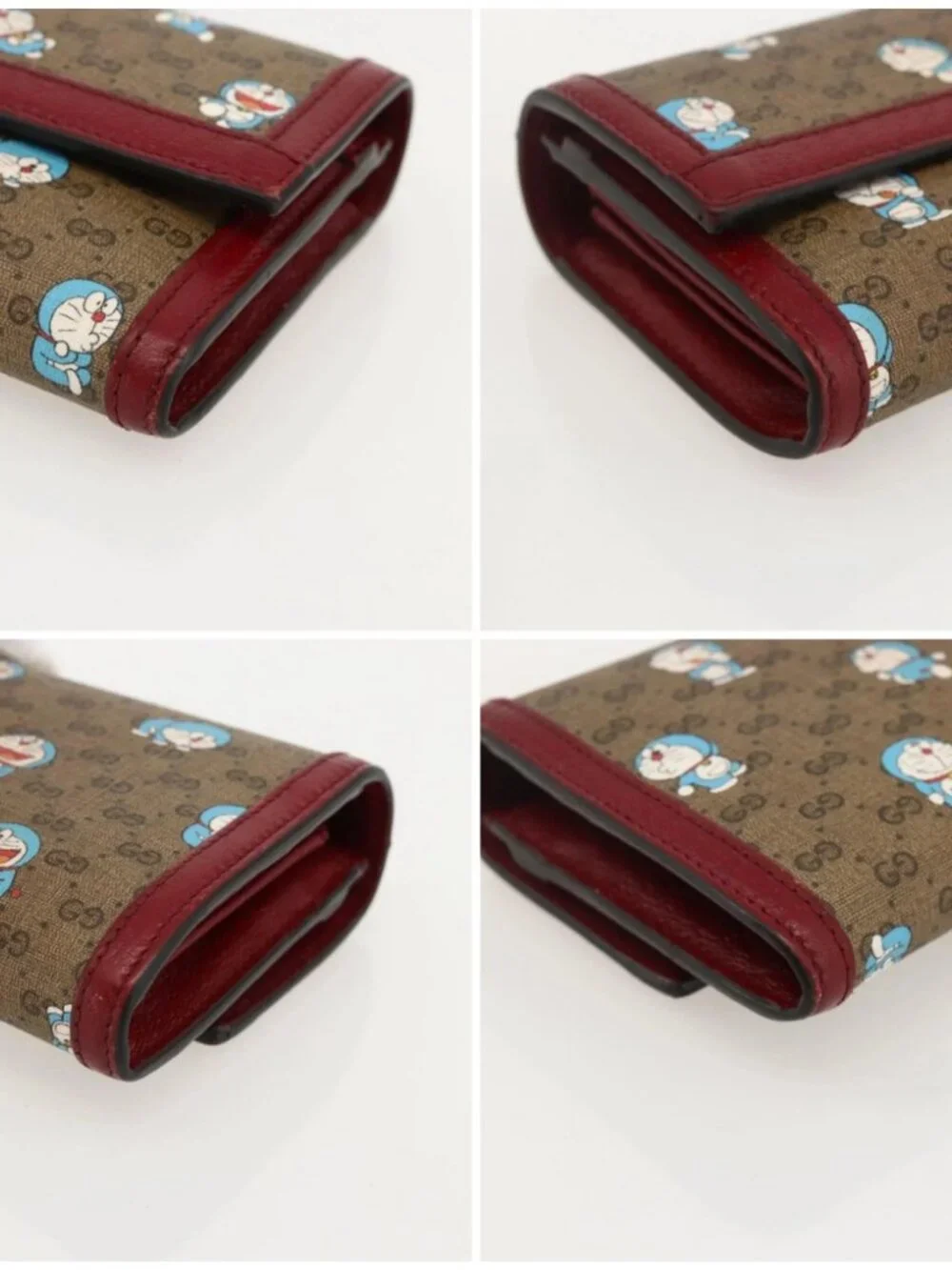 GUCCI Micro GG Supreme Doraemon Long Wallet PVC Beige Gold 647786 Auth 175793A
